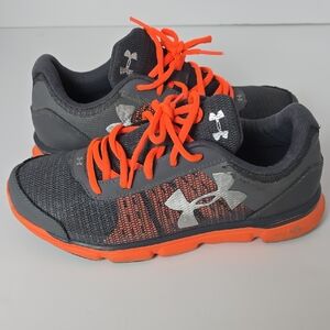 Under Armour Kids' Charcoal and Neon Orange Sneakers